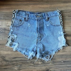 Levis reworked distressed denim shorts